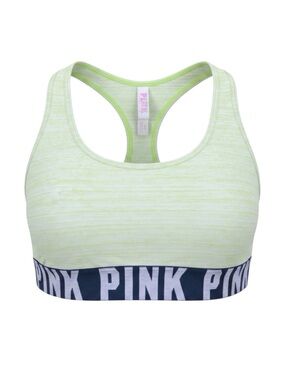 Victoria’s Secret PINK Heathered Neon Green Racerback Sports Bra - Size Small